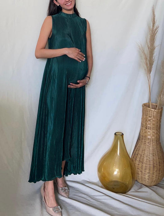 Vestido de maternidad Sonia, verde rayas oscuras