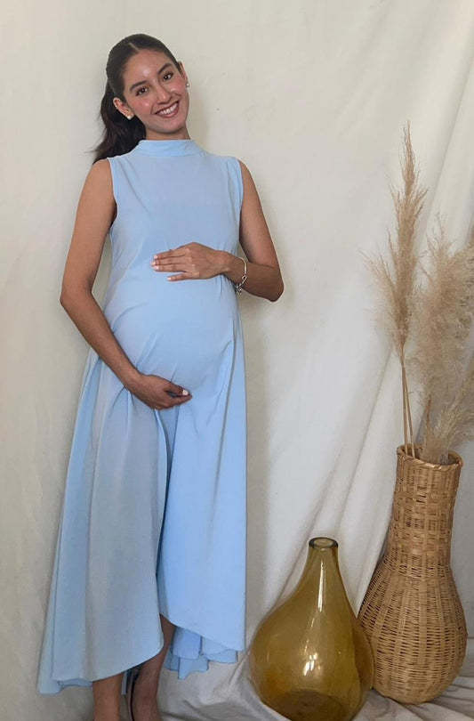 Vestido de maternidad Sonia, azul Madrid claro M