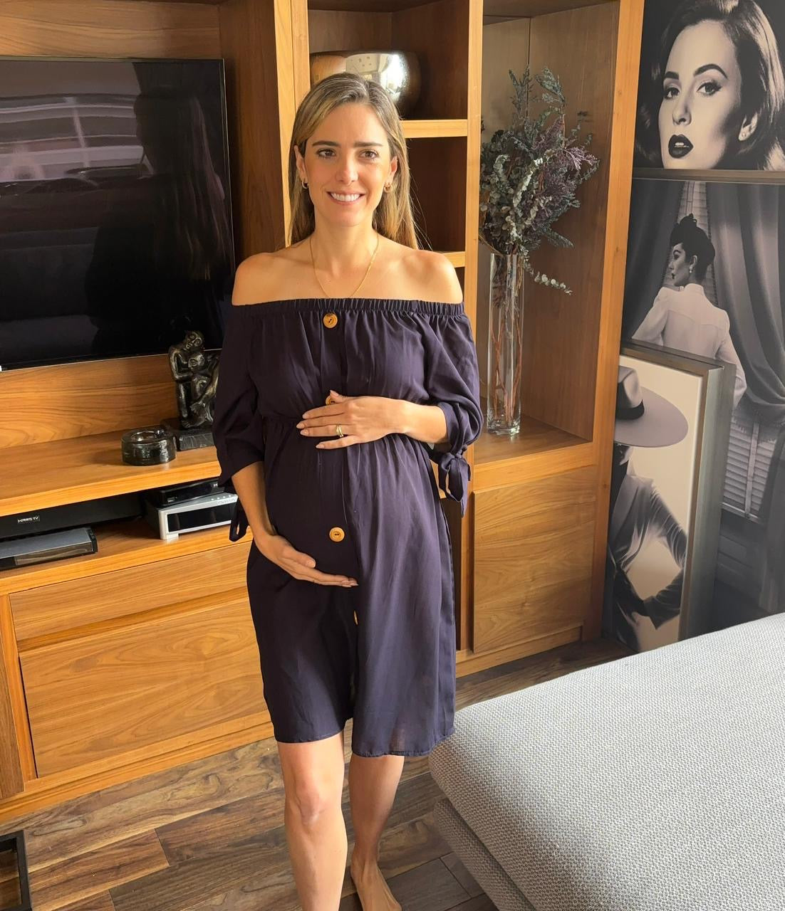 Vestido de Maternidad, Nora botones azul Marino
