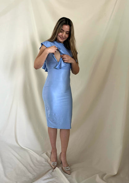 Vestido de lactancia, Marisela azul brilloso licra