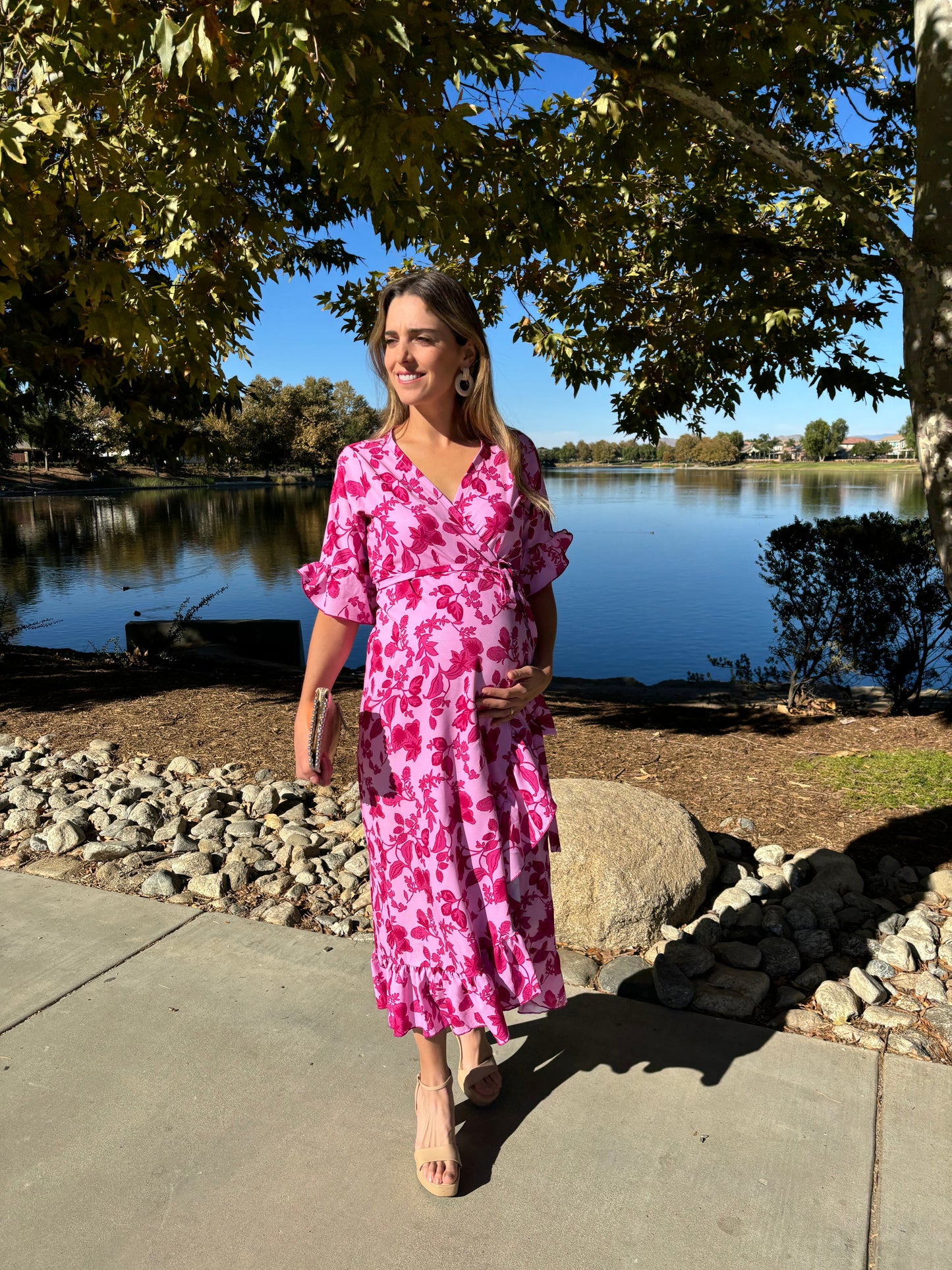 Vestido de maternidad Ursula, Rosa flores Rosas CH