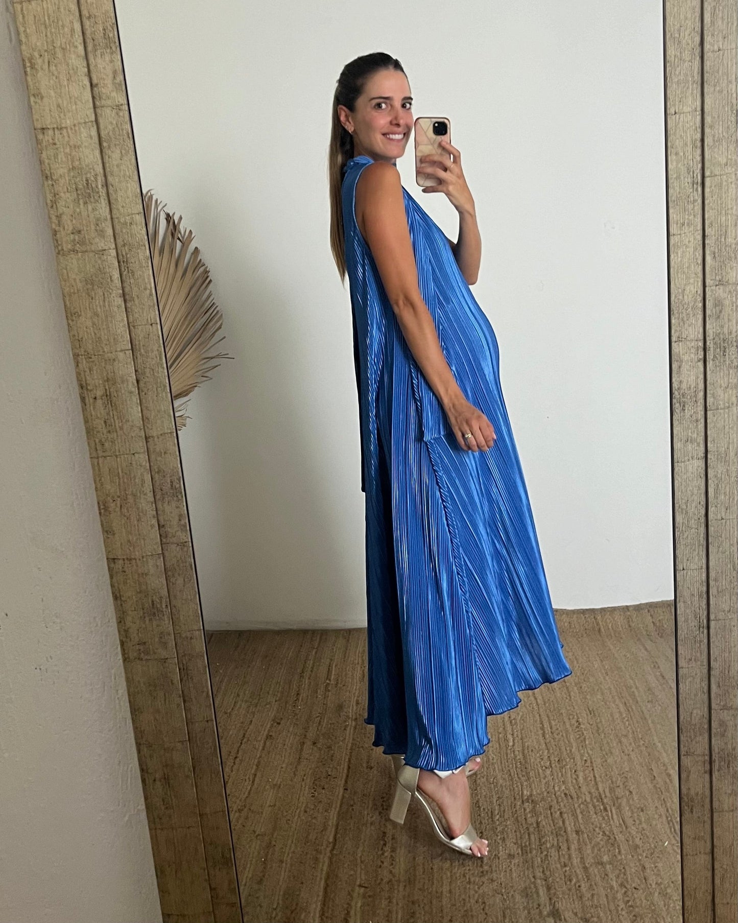 Vestido de maternidad Sonia, azul rayas Corrugado CH y G