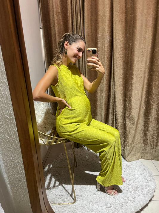 Conjunto de maternidad Mayte, verde intenso corrugado CH