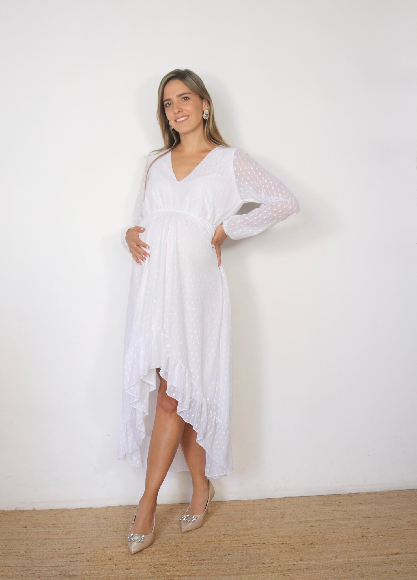 Vestido de Maternidad, Sofia/Carlota ivory bolitas M