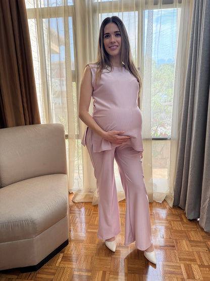 Conjunto de maternidad Mayte, Rosa Palo Rayas XG