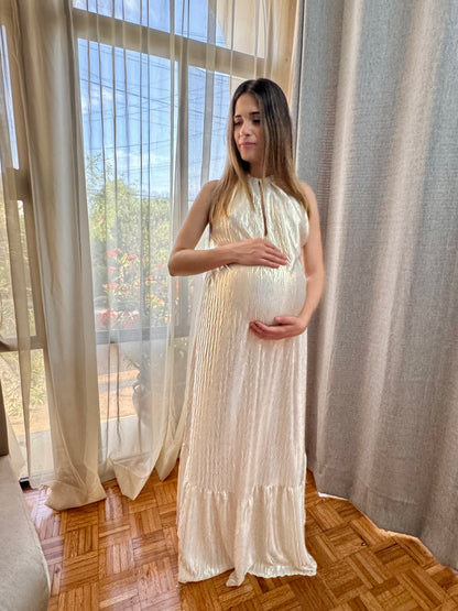 Vestido de maternidad Elisa, dorado corrugado CH