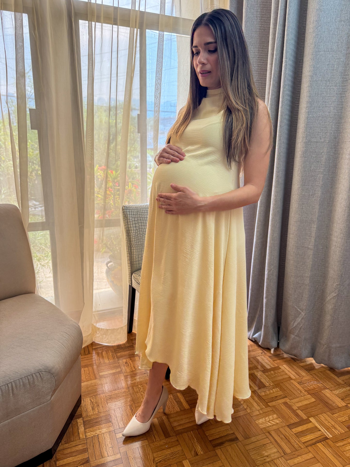 Vestido de maternidad Sonia, Amarillo pastel