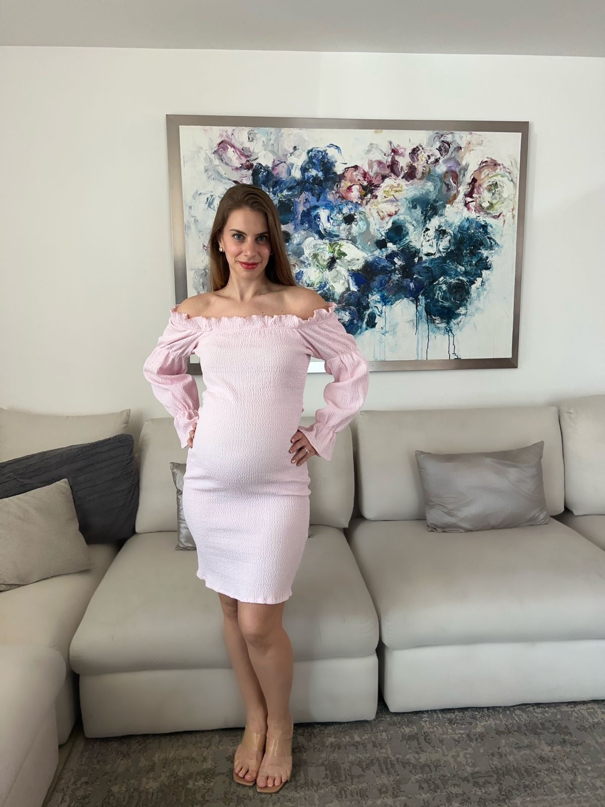 Vestido de maternidad, Marizza Rosa textura