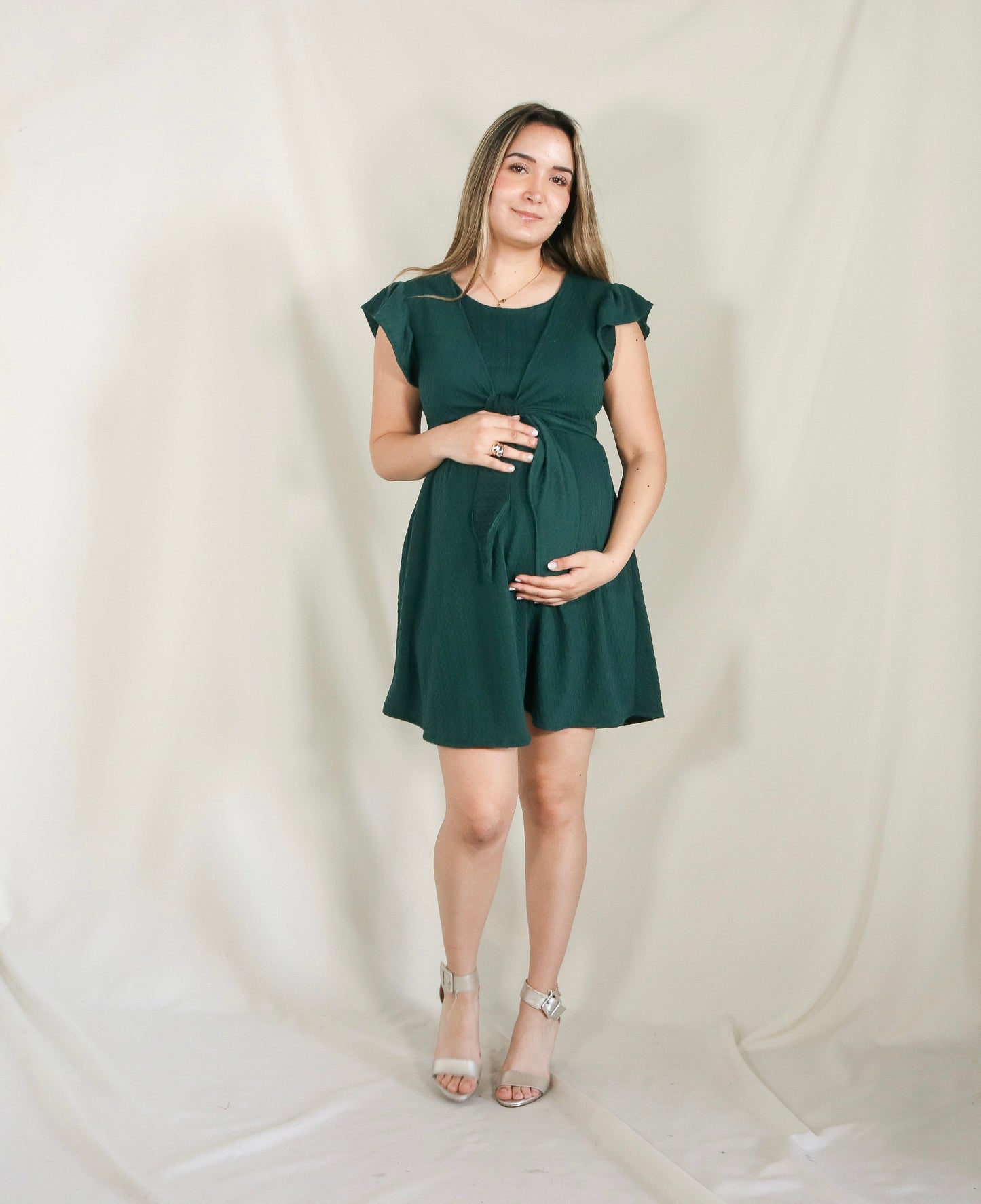 Vestido de maternidad y lactancia Romina verde CH-XG