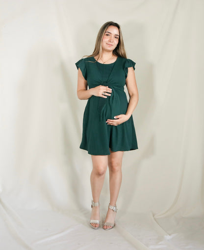 Vestido de maternidad y lactancia Romina verde CH-XG