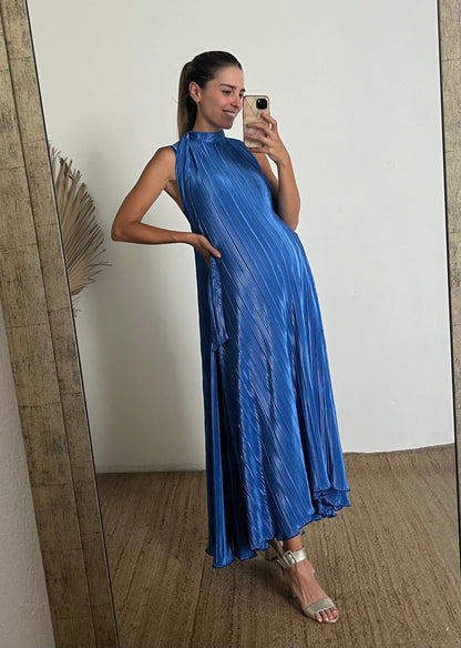 Vestido de maternidad Sonia, azul rayas Corrugado CH y G