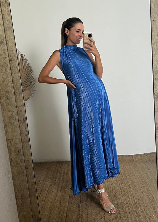 Vestido de maternidad Sonia, azul rayas Corrugado CH y G