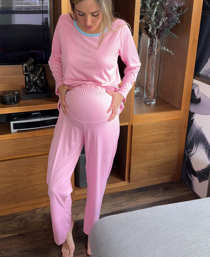 Pijama Postparto de lactancia y maternidad, rosa M-G y XG