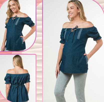 Blusa de maternidad, mezclilla detalle