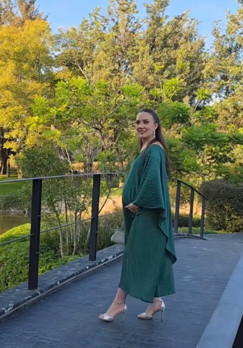 Vestido de maternidad Ilya verde rayas