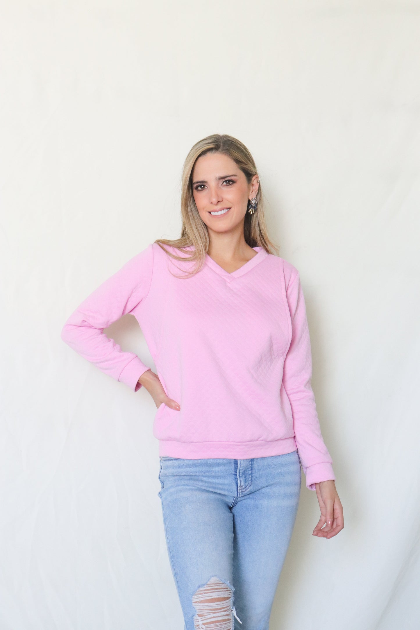 Suéter lactancia rombos rosa Daniela CH y M