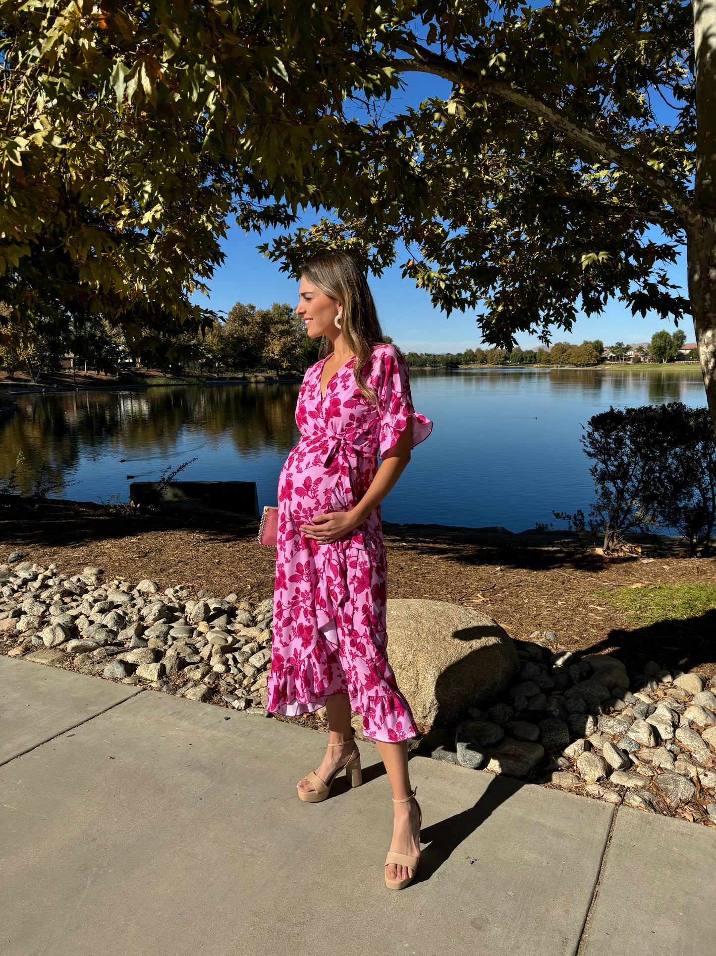 Vestido de maternidad Ursula, Rosa flores Rosas CH