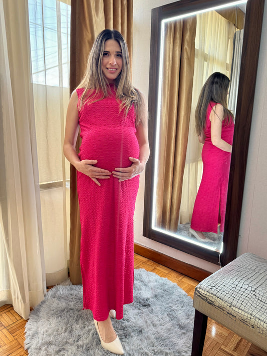 Vestido de maternidad Leslie, Rosa corrugado