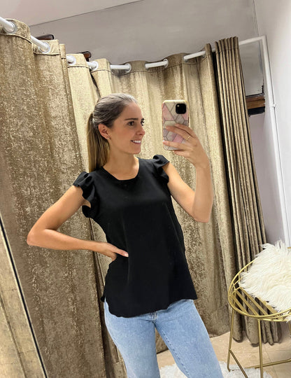 Blusa de lactancia Ruth, negra maga corta