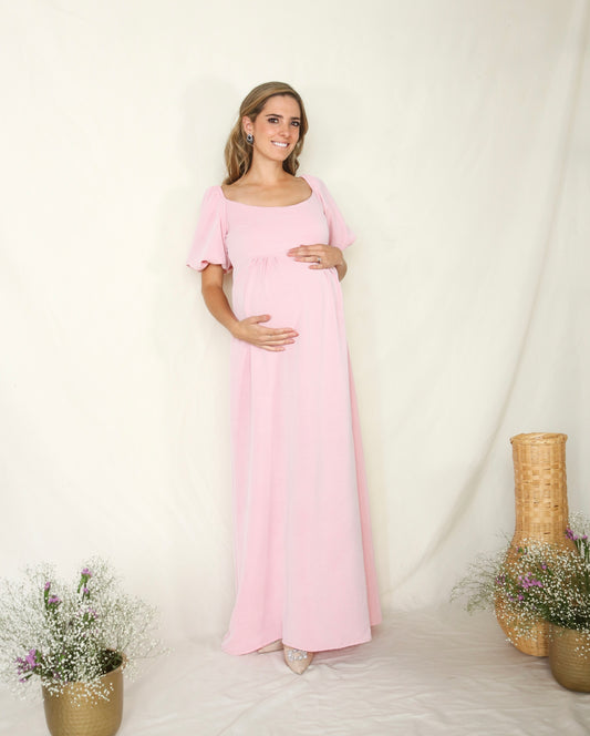 Vestido de maternidad Paula, rosa peonia