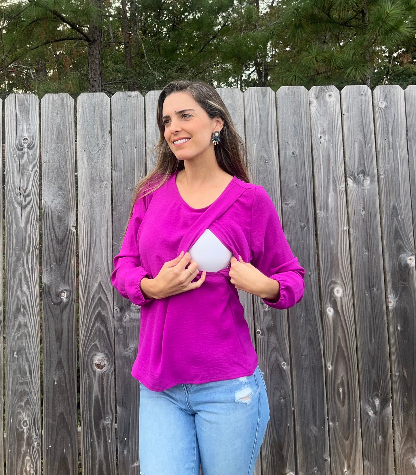 Blusa de lactancia Daniela, mulberry CH, G, XG y XXG