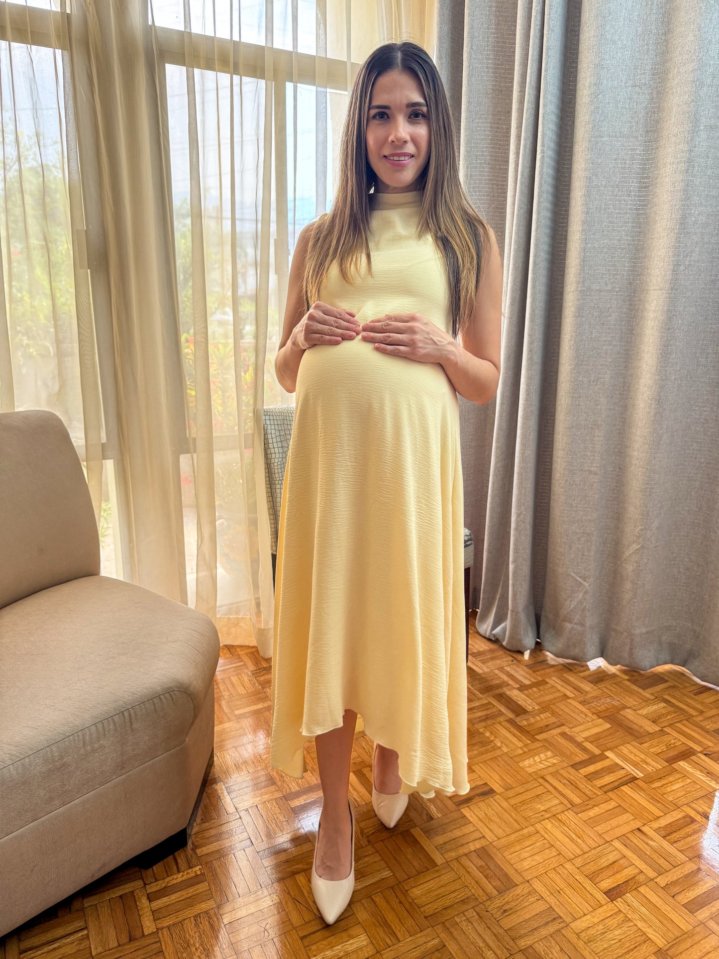 Vestido de maternidad Sonia, Amarillo pastel