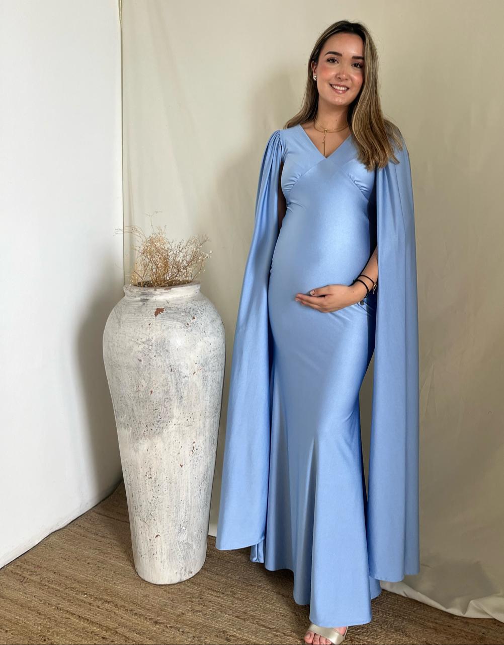 Vestido de maternidad Eliana, azul brilloso M