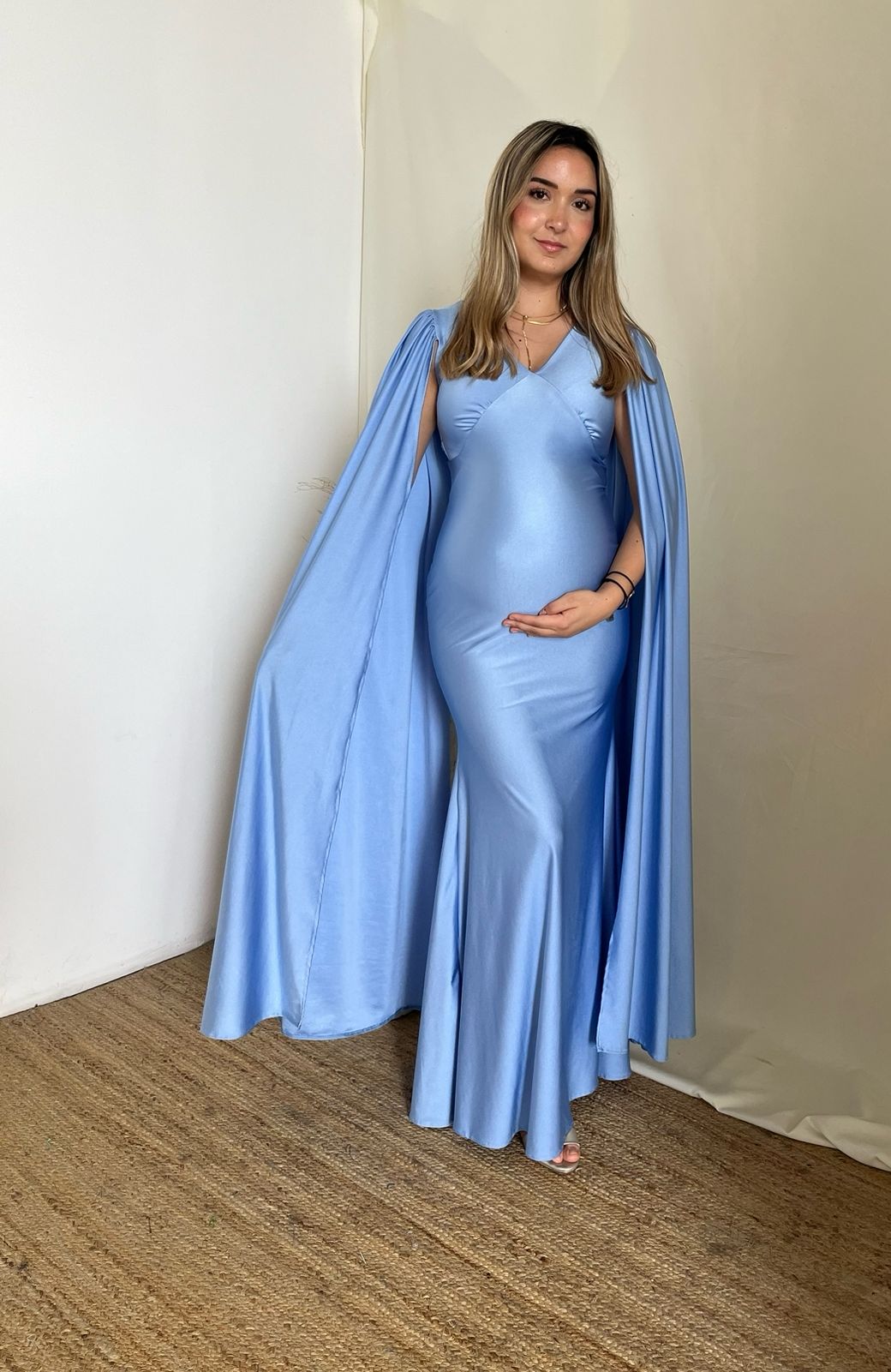 Vestido de maternidad Eliana, azul brilloso M
