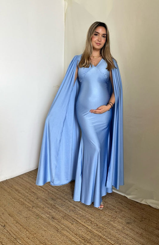 Vestido de maternidad Eliana, azul brilloso M