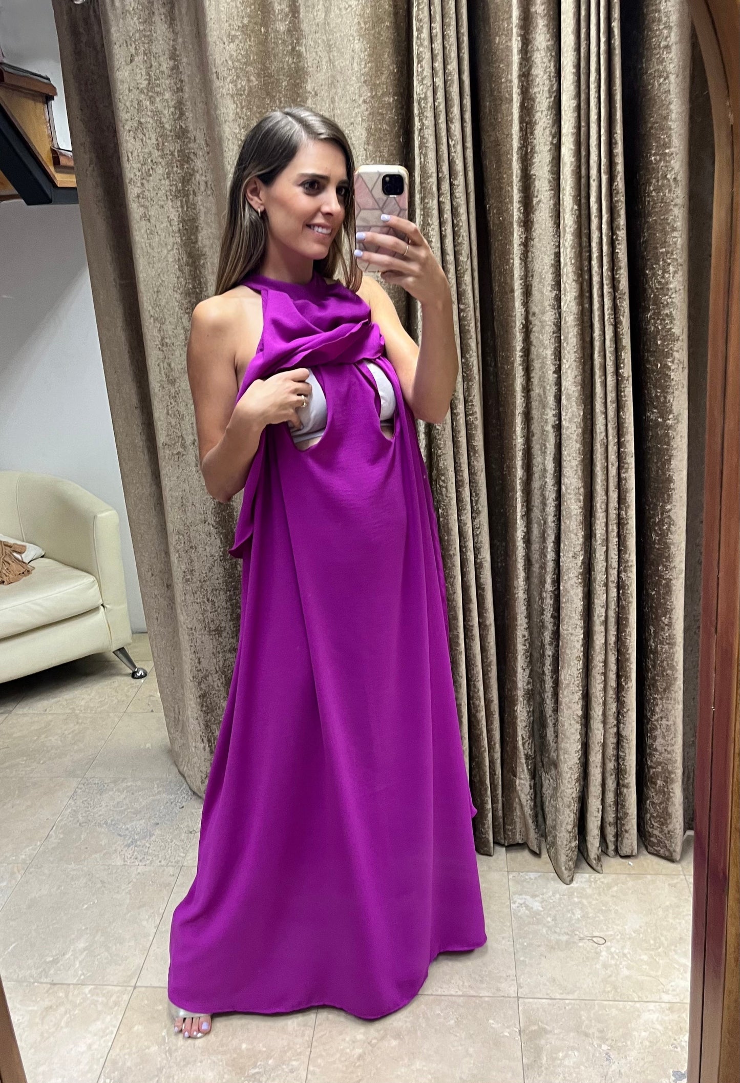 Vestido Ariel de maternidad y lactancia color mulberry CH, G y XG