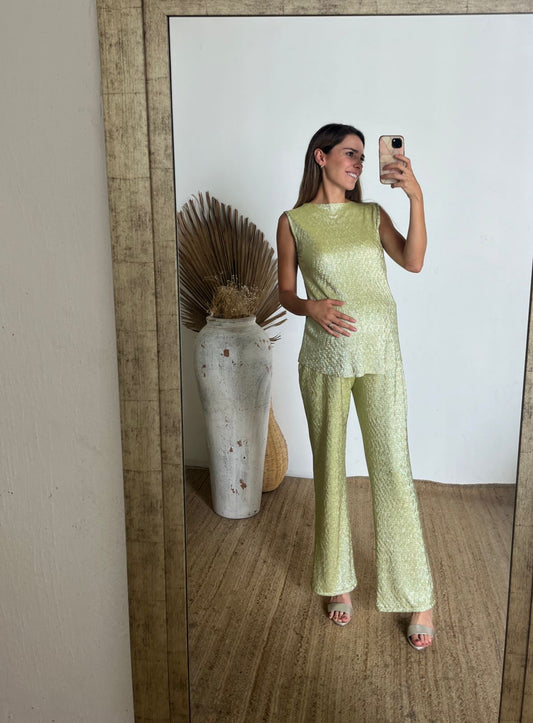 Conjunto de maternidad Mayte, verde brilloso CH