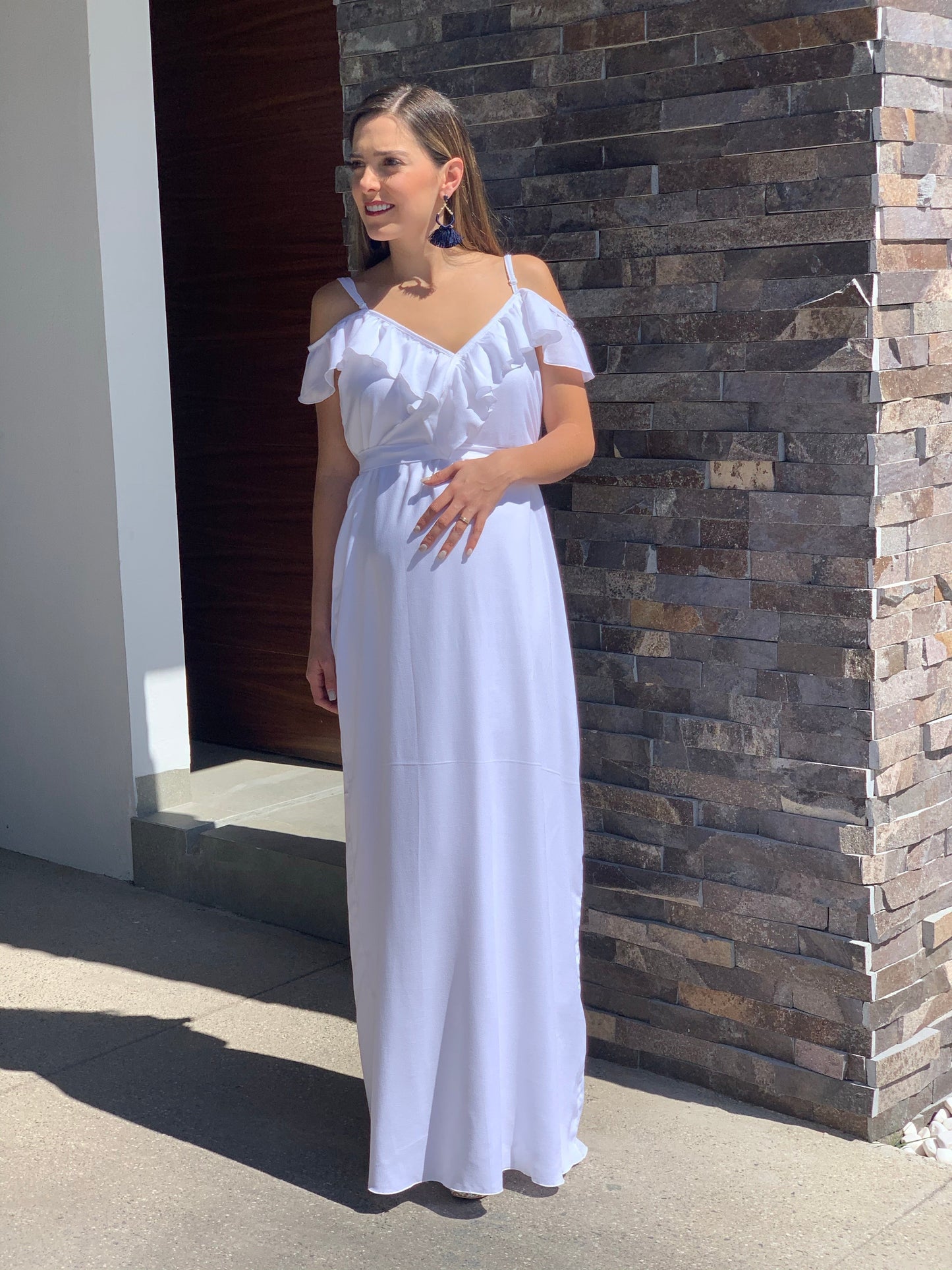 Vestido de maternidad Dayana blanco CH y XG