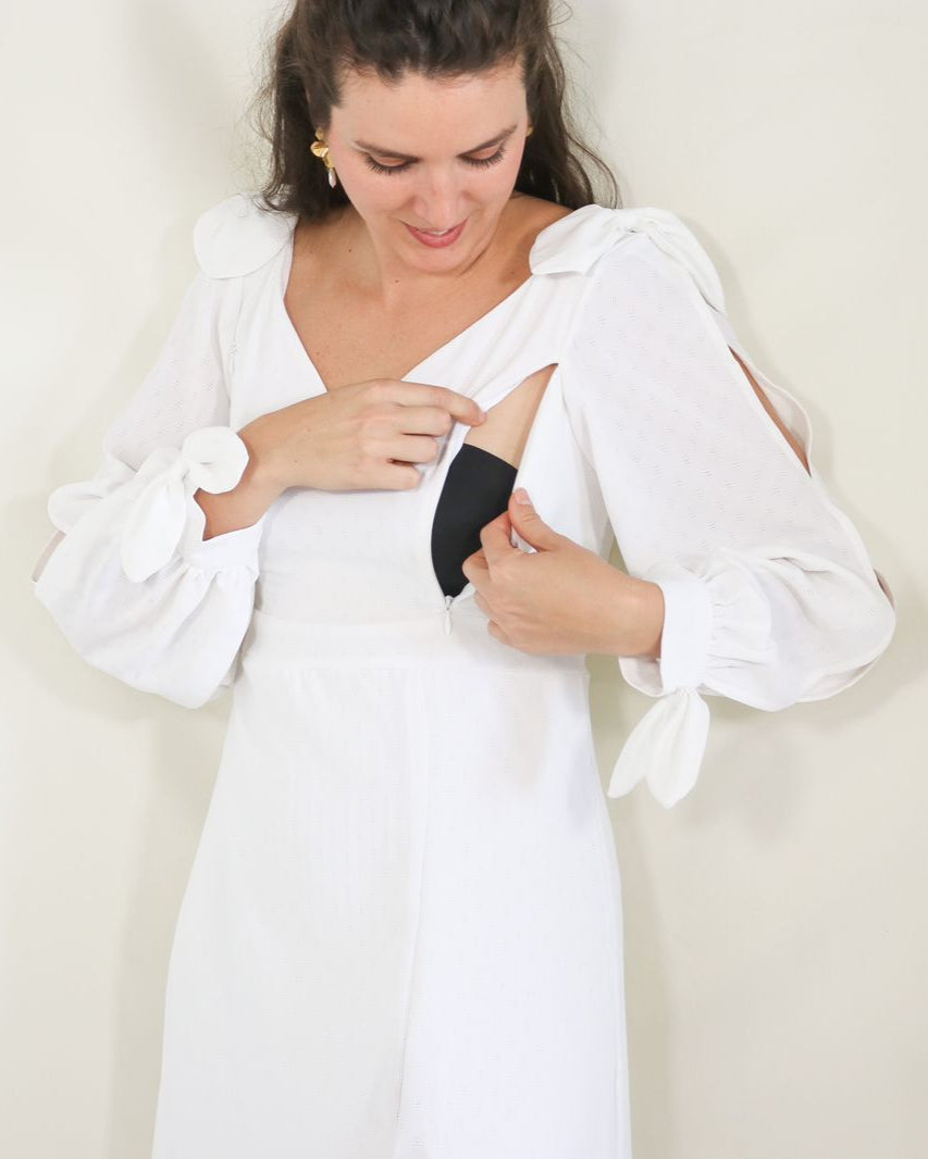 Vestido Nallely de lactancia blanco CH