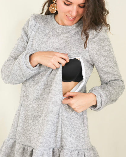 Vestido maternidad y lactancia, Lourdes gris caliente XG