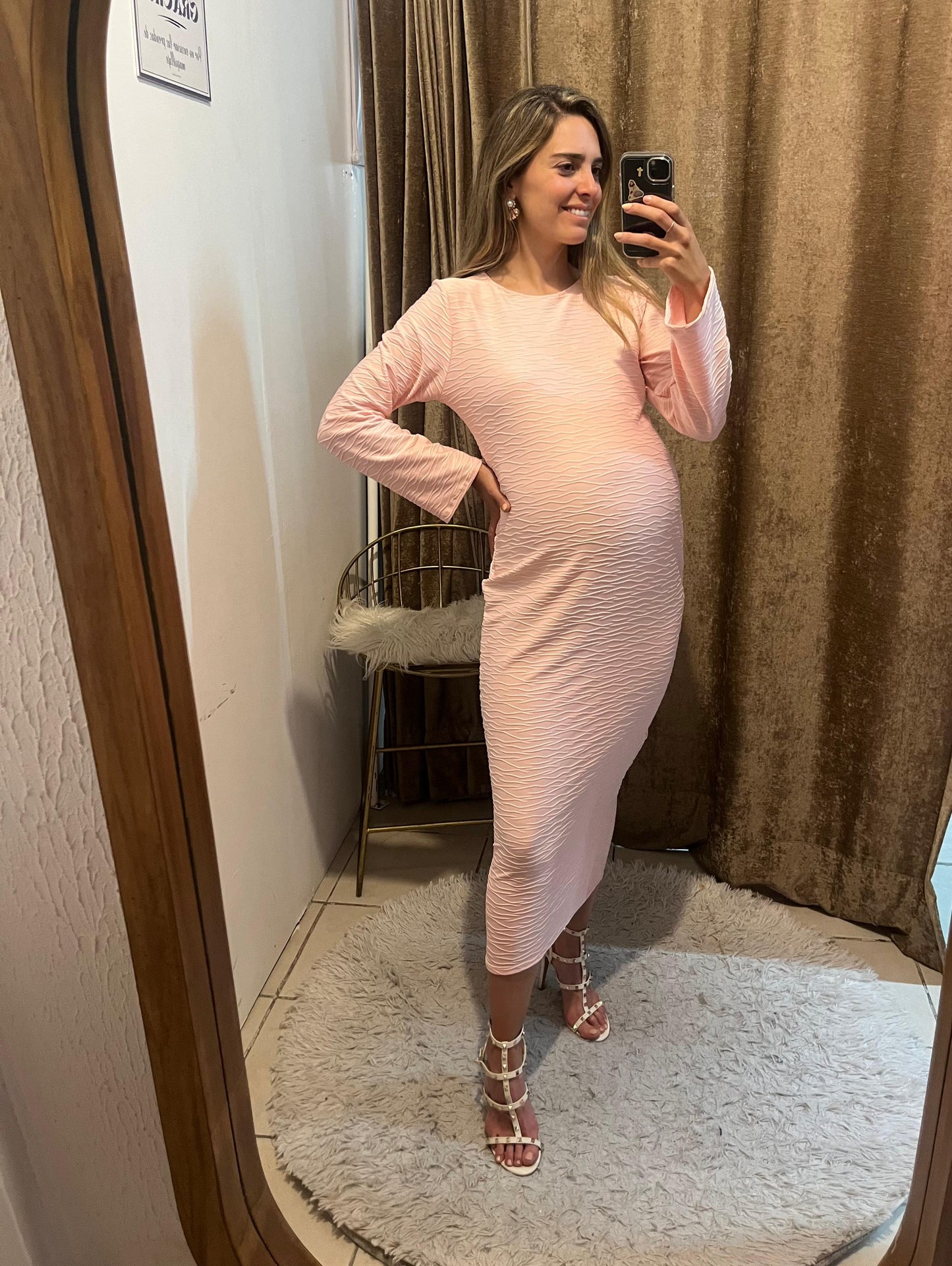 Vestido Yoceline, rosa claro textura M