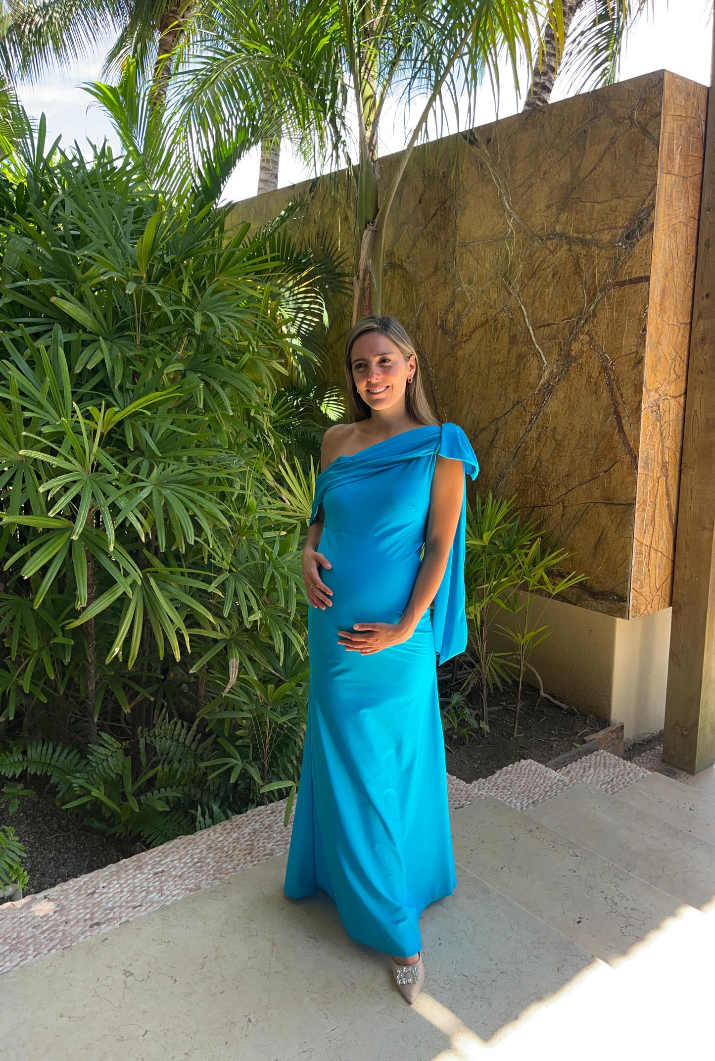 Vestido de maternidad Roberta, azul brilloso