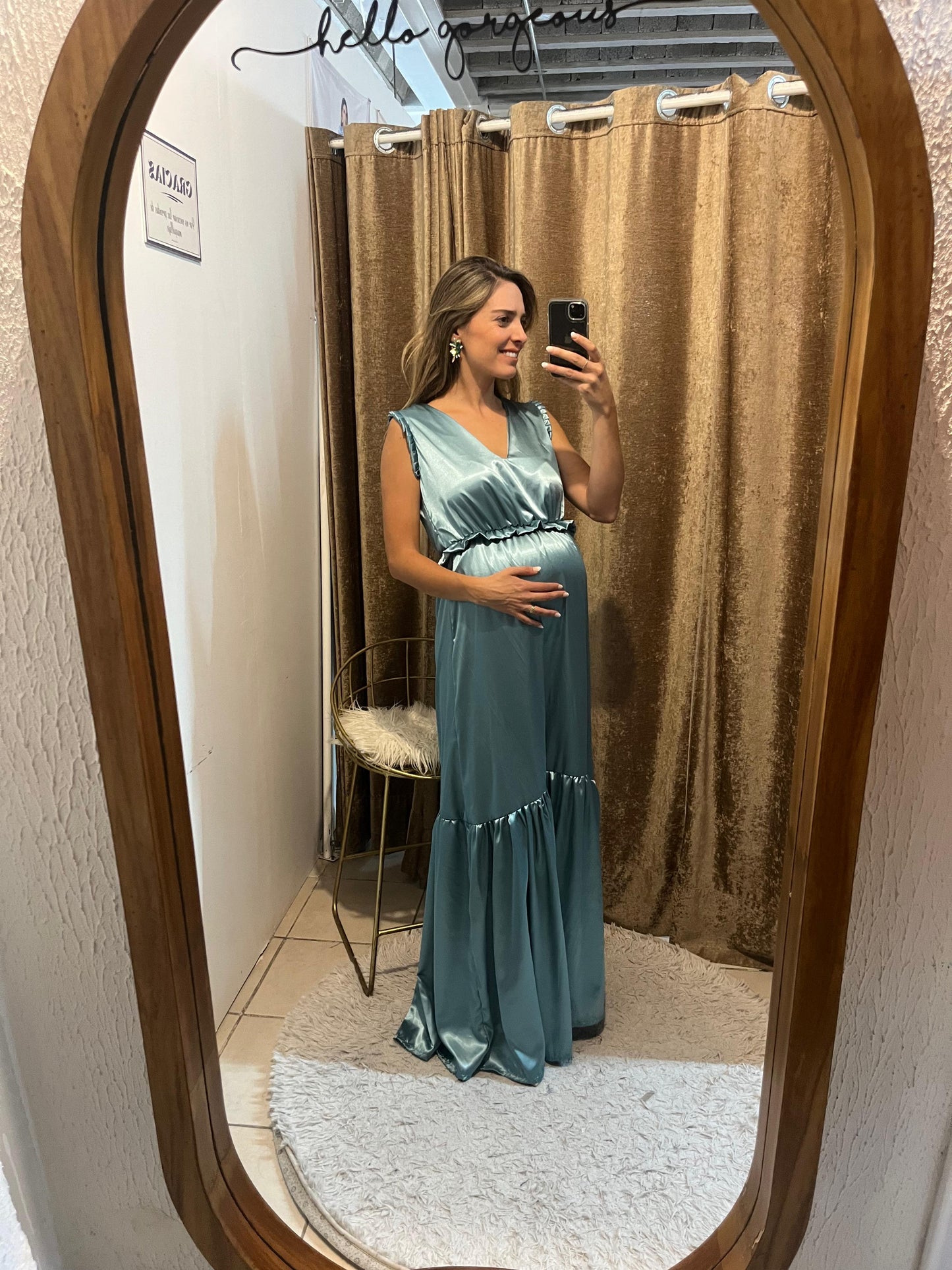 Vestido maternidad, Julieta aqua brilloso CH
