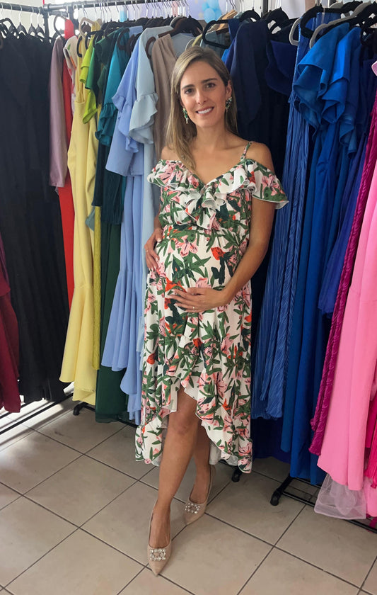 Vestido de maternidad,  Carlota blanca floreado G