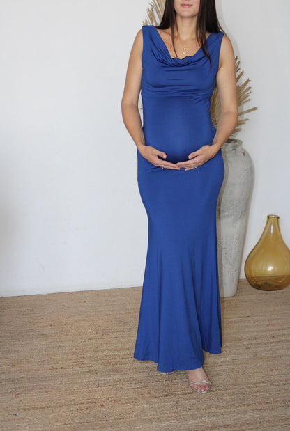 Vestido de maternidad, azul rey licra CH
