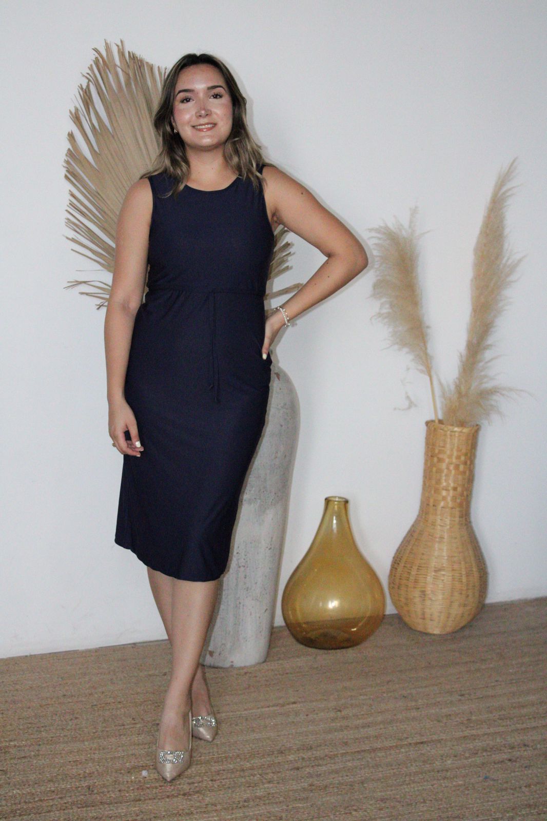 Vestido de lactancia, azul marino licra M