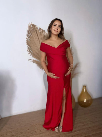 Vestido de maternidad Valentina, rojo licra destellante