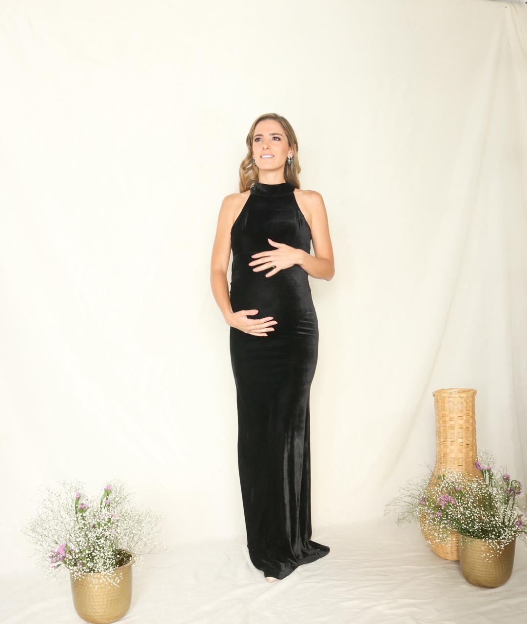 Vestido de maternidad Eugenia, negro terciopelo CH