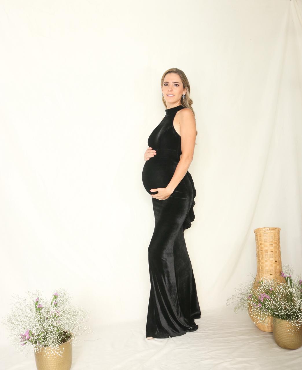 Vestido de maternidad Eugenia, negro terciopelo CH