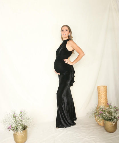 Vestido de maternidad Eugenia, negro terciopelo CH