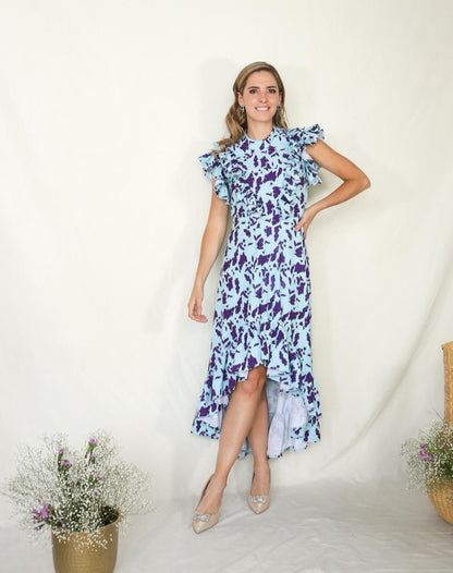Vestido de lactancia, Miren aqua flores moradas M