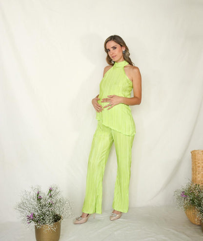 Conjunto de maternidad Martha, verde limón corrugado CH