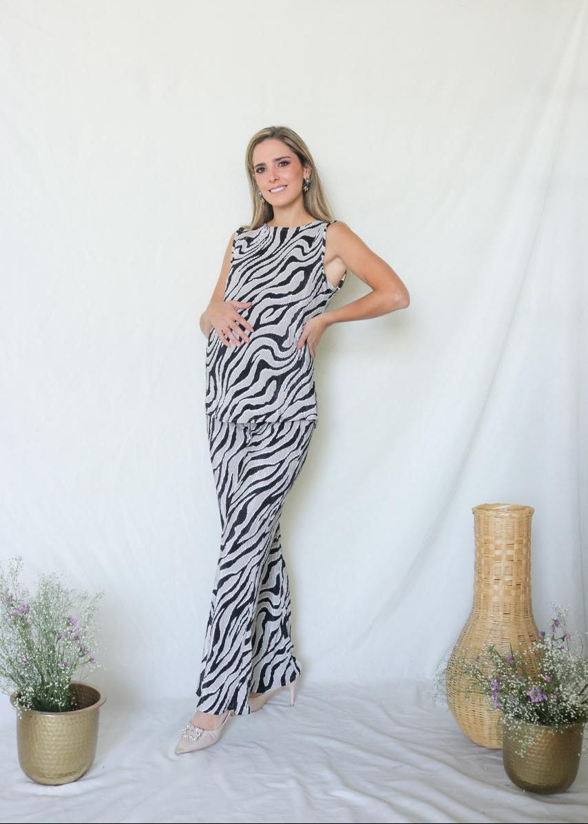Conjunto de maternidad Mayte, b&n corrugado CH