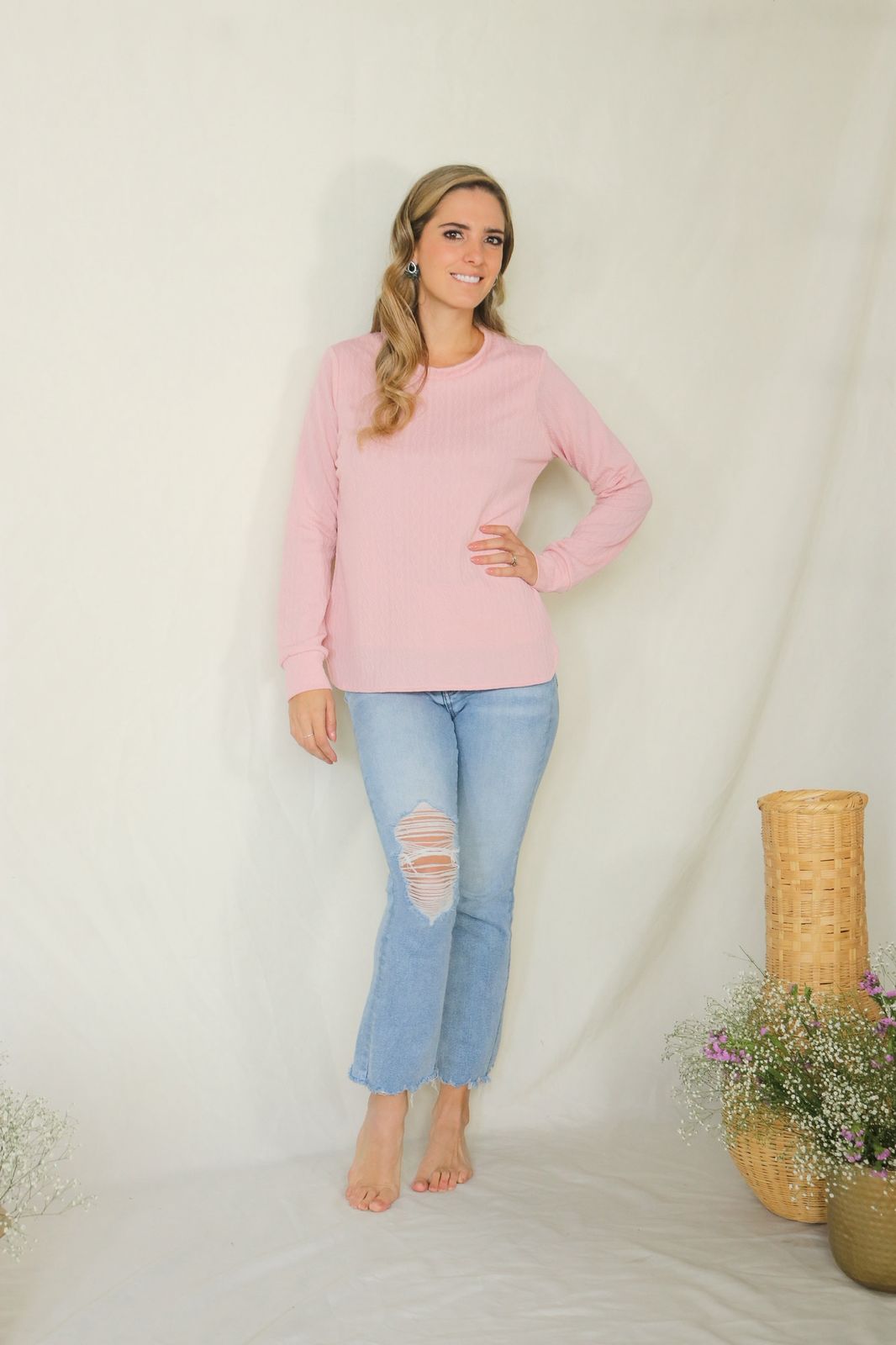 Blusa de lactancia Ruth, rosa textura