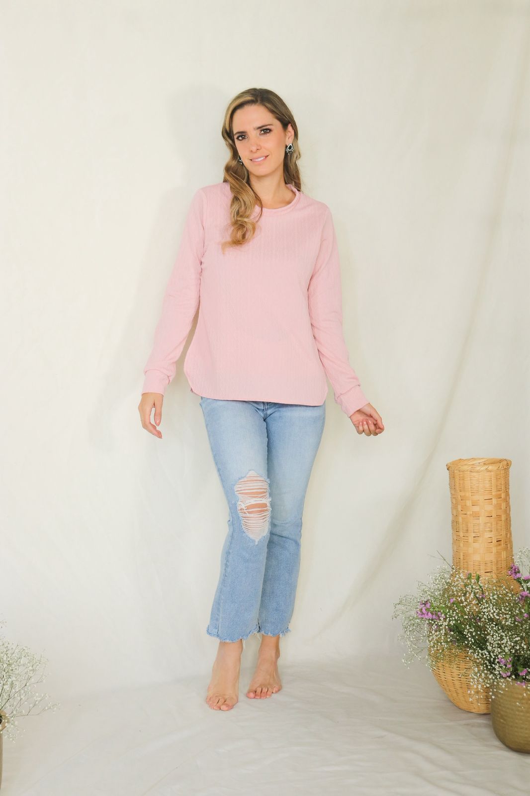 Blusa de lactancia Ruth, rosa textura CH