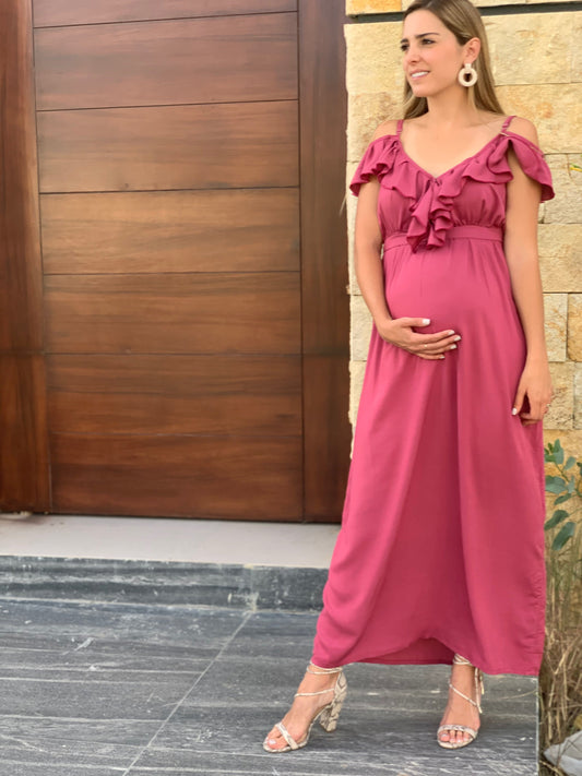 Vestido maternidad y lactancia, Dayana rosa quemado M
